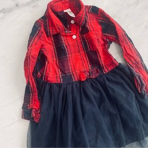 Oshkosh holiday flannel/tutu dress 3T